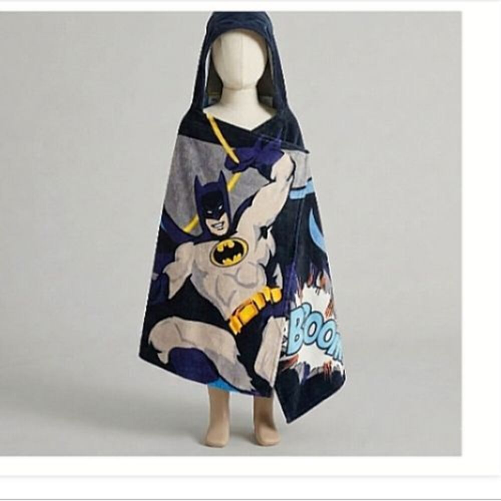 Retired Pottery Barn Kids Hooded Batman DC Comics Beach Bath Towel 30”x 50” 2013